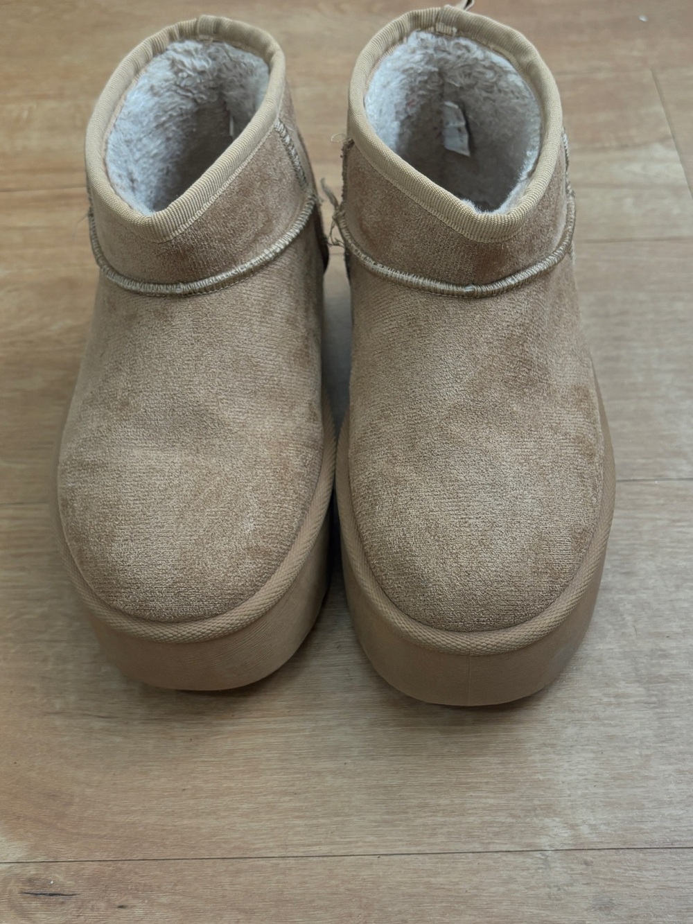 Women’s Tan Suede Cozy Platform Booties
